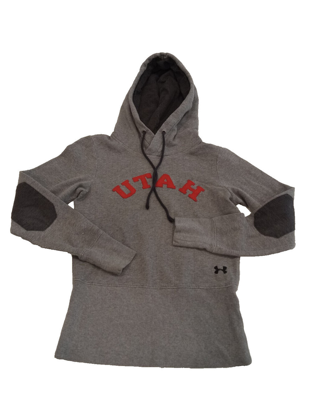 Under Armour Utah Utes Hoodie Womens Small Gray Red Graphic Elbow Patch Pullover